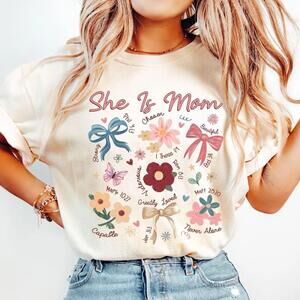 She Is Mom Shirt, Coquette Praying Mama Shirts, Religious Mom